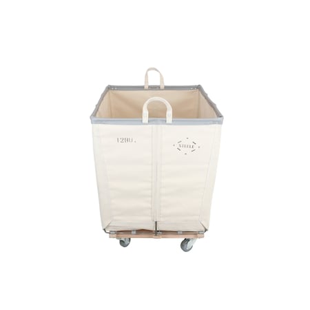 Steele Canvas Basket 12 BU Permanent Truck Natural Canvas w/Grey Vinyl - 6in Casters 9612CNATVGRYW6